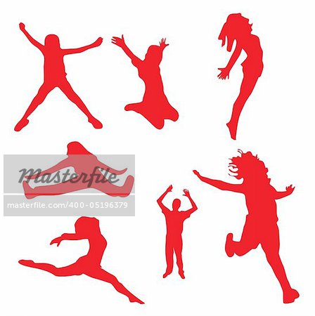 silhouettes of Happy jumping peoples Vector illustration