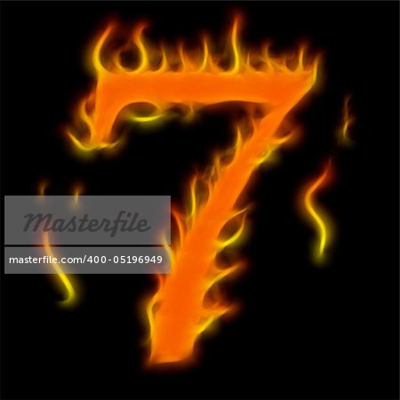 Abstract symbol of alphabet. Flame-simulated on black background.