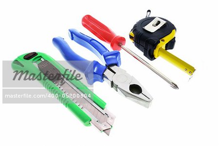 Hand Tools on Isolated White Background