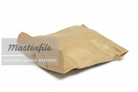 Brown Paper Bag on White Background