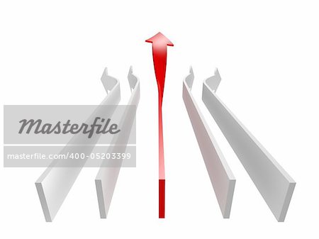 conceptual 3d rendered image of arrow isolated on white