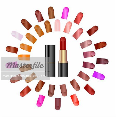 Palette of colours of lipstick - vector