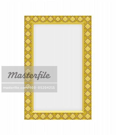 Isolated decorative golden frame over white background