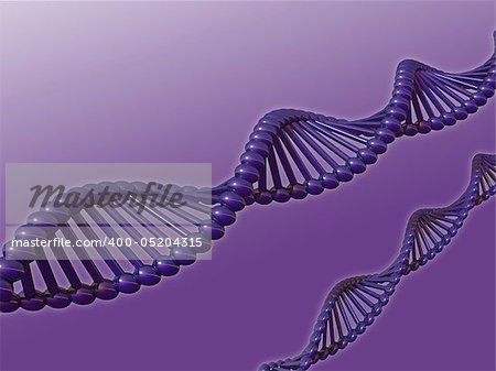DNA strands on violet background - 3d illustration