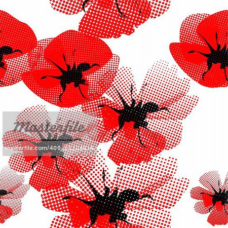 floral seamless pattern with poppy