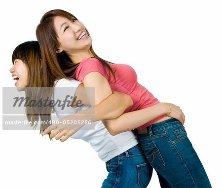 Asian female having fun together.