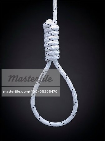 A hangman's noose over a gray background.