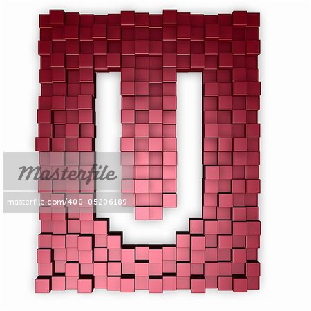 cubes makes the shape of letter u - 3d illustration