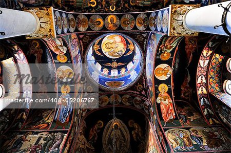 Interior of orthodox christian St. George church in Topola, Serbia