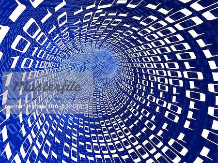 abstract 3d illustration of binary data stream