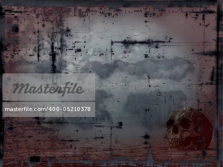 grunge styled background - skull in desert