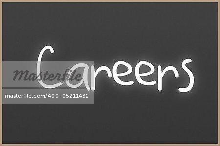 Chalkboard with wooden frame and the text Careers