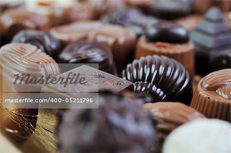 luxury and sweet praline and chocolate decoration food close up