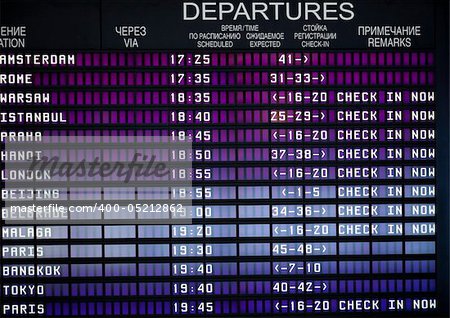 Arrival/Departure Board in the Moscow airport (svo)