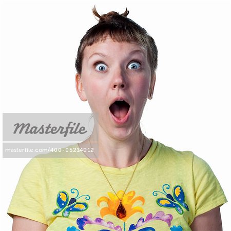 Woman shocked and surprised at something, mouth open