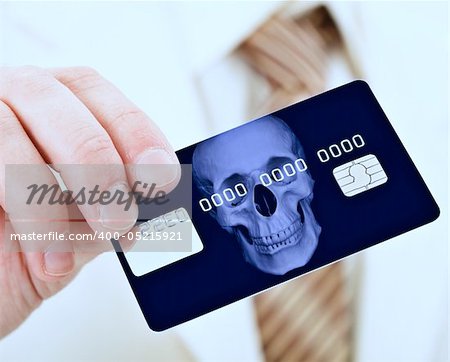 Banking plastic credit card bearing the death