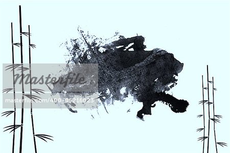 Grunge background with white background with black ink