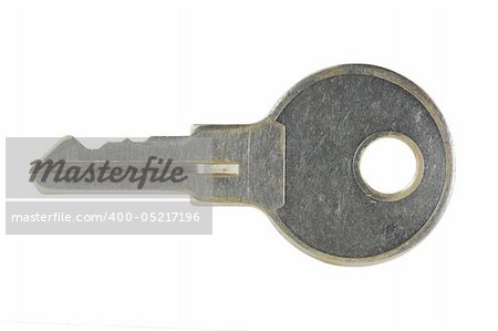 Old small key isolated on white with clipping path