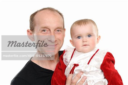 Father and daughter smiling isolated over a white background
