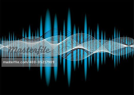 Blue music equalizer abstract background with wave effect