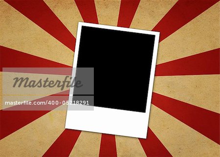 Single Isolated Polaroid Photo on red starburst background