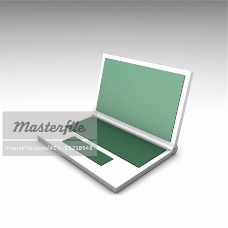 Green White Computer Notebook in 3d Art