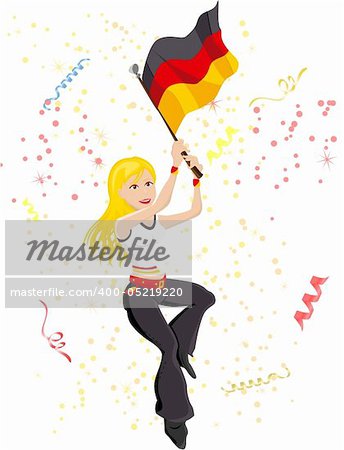 Germany Soccer Fan with flag. Editable Vector Illustration