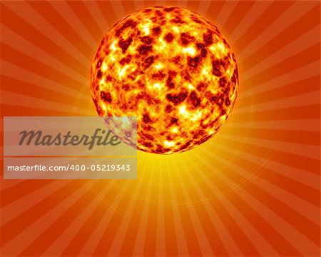 3D sun in a starburst high resolution digital image