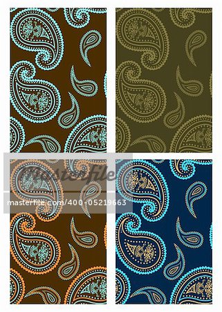 Set of vector seamless paisley colorful backgrounds