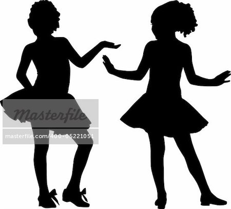 Silhouette happy girls, vector, small girls enjoy