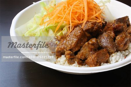 Beef Herb Stew Brisket With Rice and Vegetables