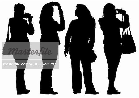 Vector image of girl with cameras for a walk