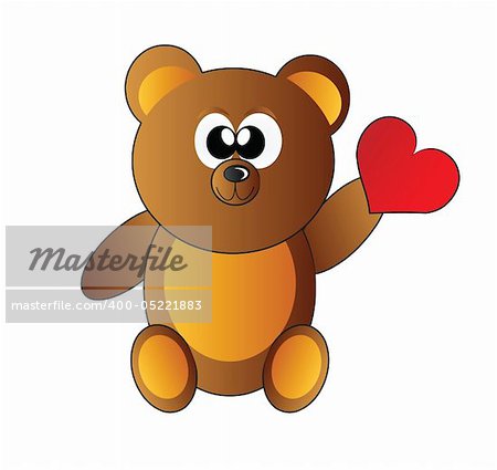 teddy bear with heart isolated on white background