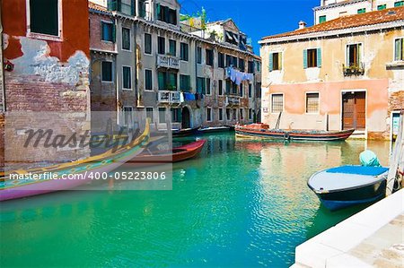 A typical venetian canal in summer, Venice