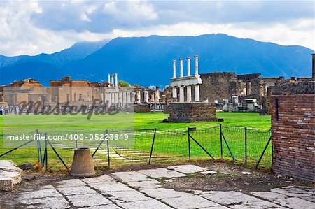 Ancient ruins after the eruption of Vesuvius in Pompeii, Italy