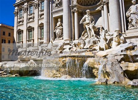 Famous Trevi Fountain in the center of Rome, Italy