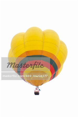 Colorful hot air balloons float in the air with isolated white background