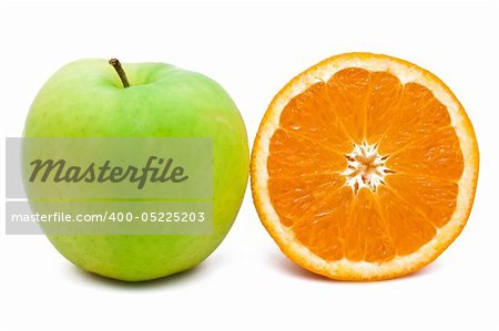 Green apple and orange