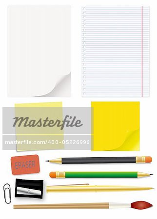 Set of school supplies - an illustration for your design project.