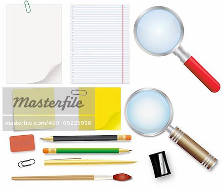 Set of school supplies - an illustration for your design project.