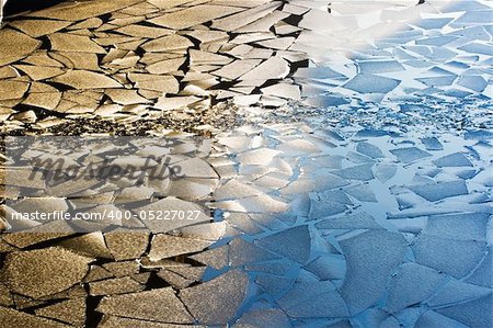 Drifting Ice in the spring river, Moscow