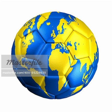 An image of an isolated soccer ball with the world map