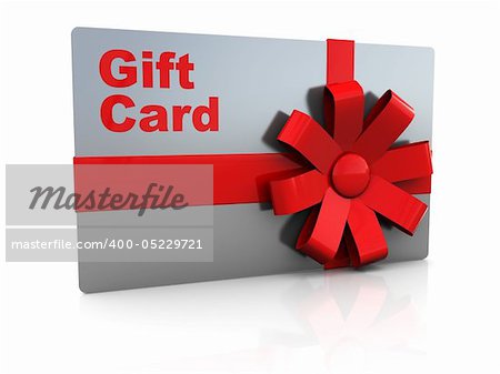 3d illustration of platic gift card over white background