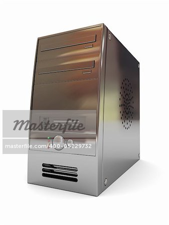 3d illustration of desktop computer case over white background