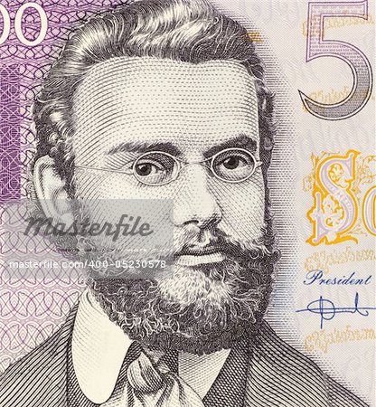 Carl Robert Jakobson (1841-1882) on 500 Krooni 2000 Banknote from Estonia. Estonian writer, politician and teacher.