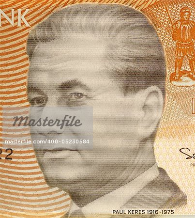 Paul Keres (1916-1975) on 5 Krooni 1994 Banknote from Estonia. Estonian chess grandmaster.