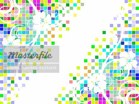 Vector illustration of flowers on a colorful background
