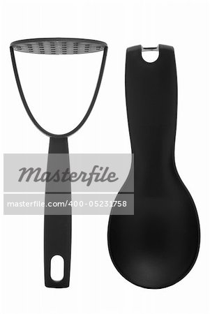 Set of three kitchen utensils isolated on white background