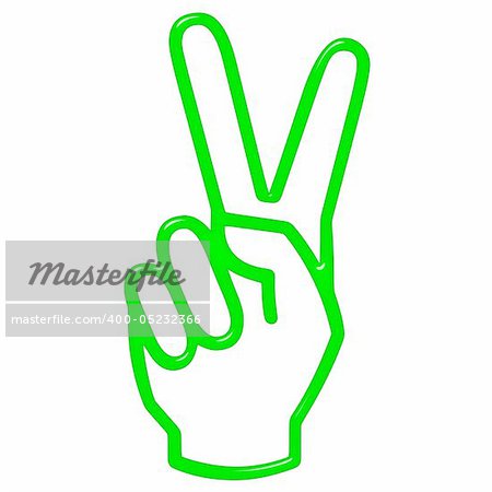 3d victory hand sign isolated in white