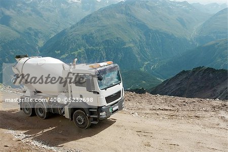 Construction on a mountain side in the Alps